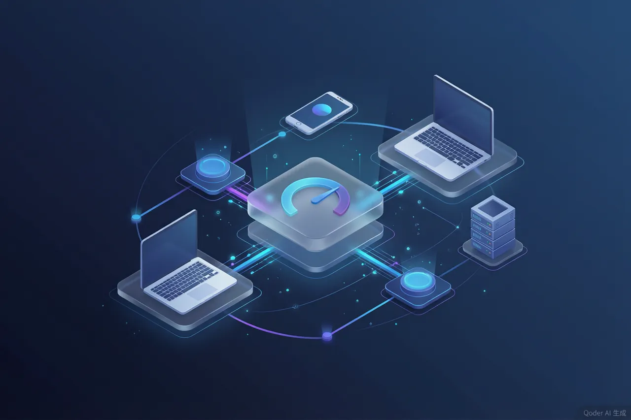 一站式 SaaS 平台——多端设备与互联网络示意图